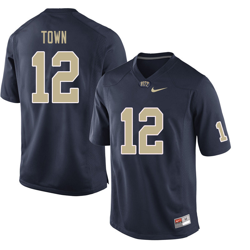 Men #12 Ricky Town Pittsburgh Panthers College Football Jerseys Sale-Navy